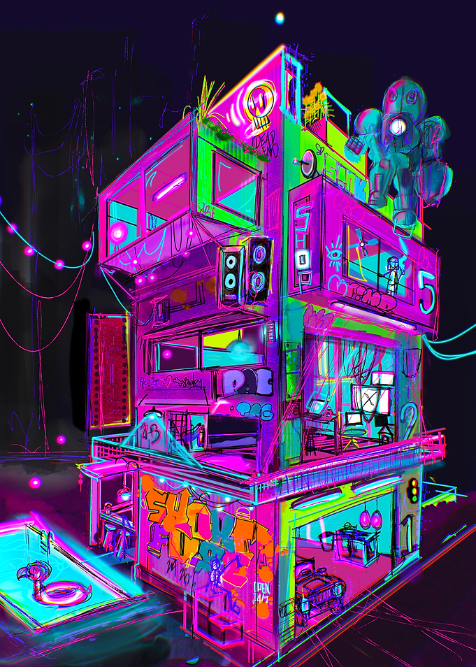 Cyberpunk Cityscape with Neon Lights