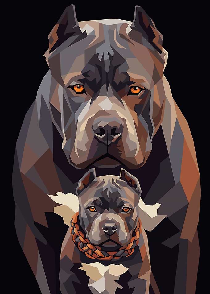 Two Pit Bulls with Orange Eyes