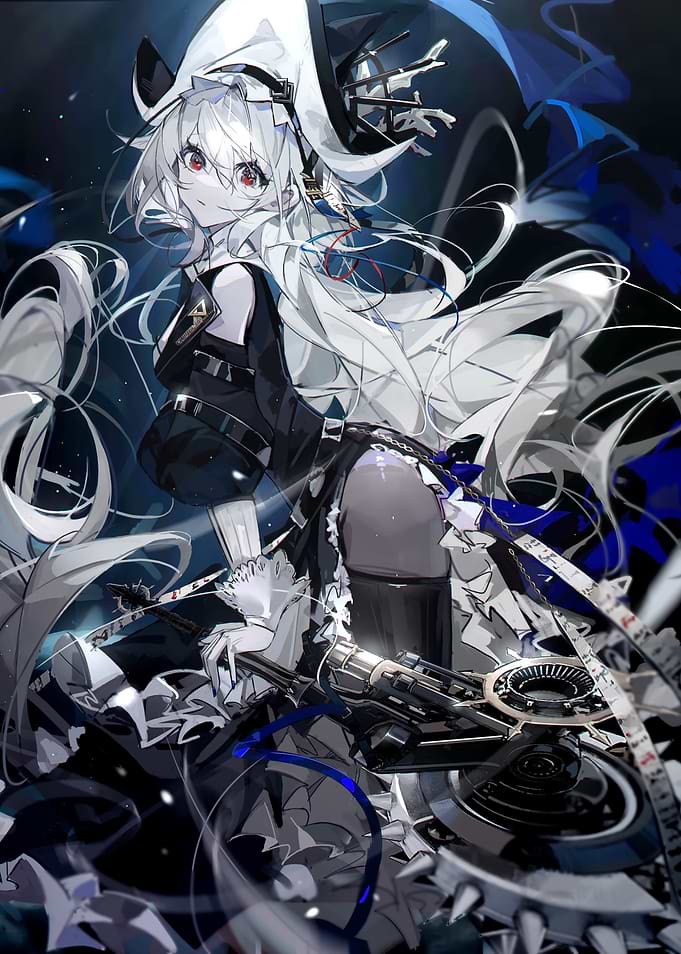 Girl with White Hair and Red Eyes