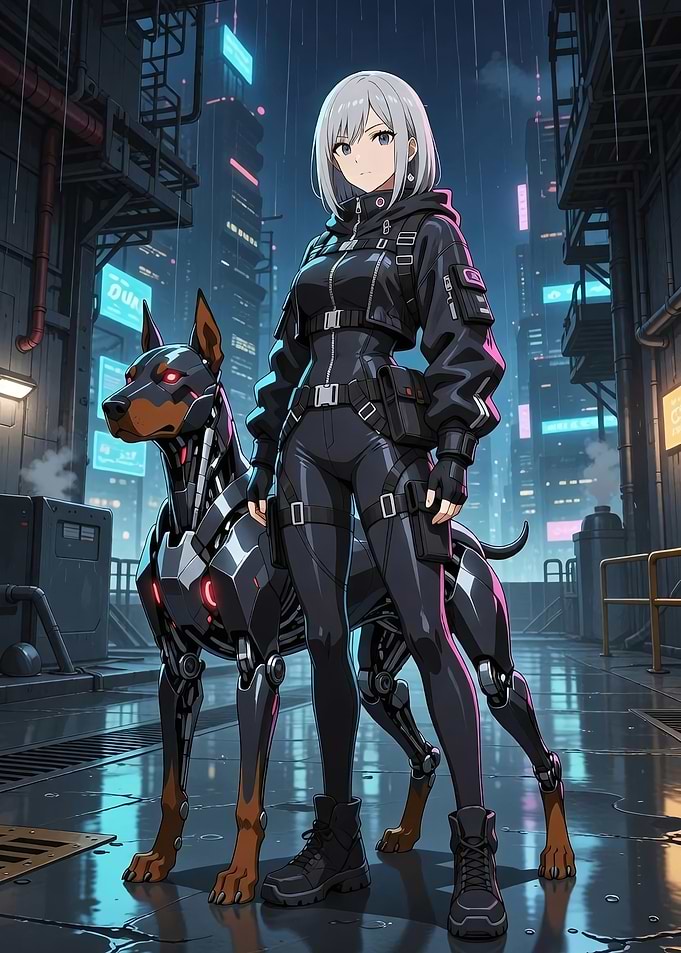 Girl and Robot Dog
