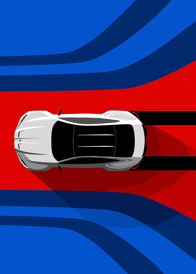 White BMW Car on Abstract Background