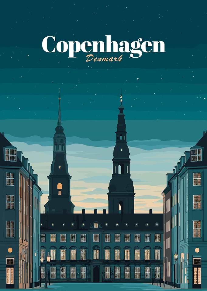 Copenhagen Denmark Cityscape at Night