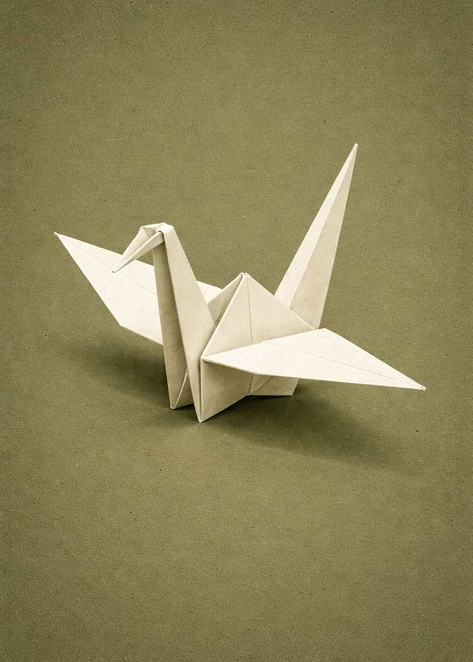 Origami Crane on Textured Background