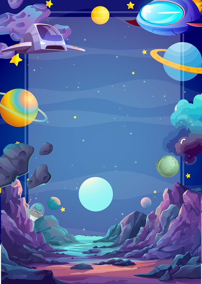 Alien Planet Landscape with Spaceships