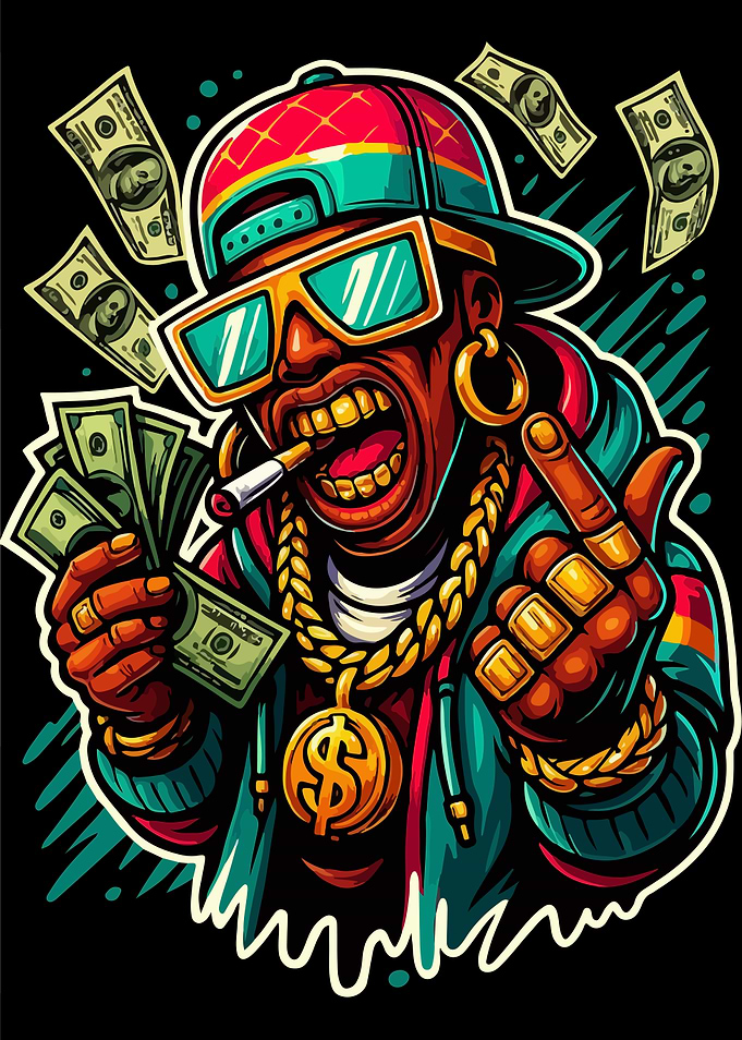 Lil Wayne Rapper with Money and Cigarette
