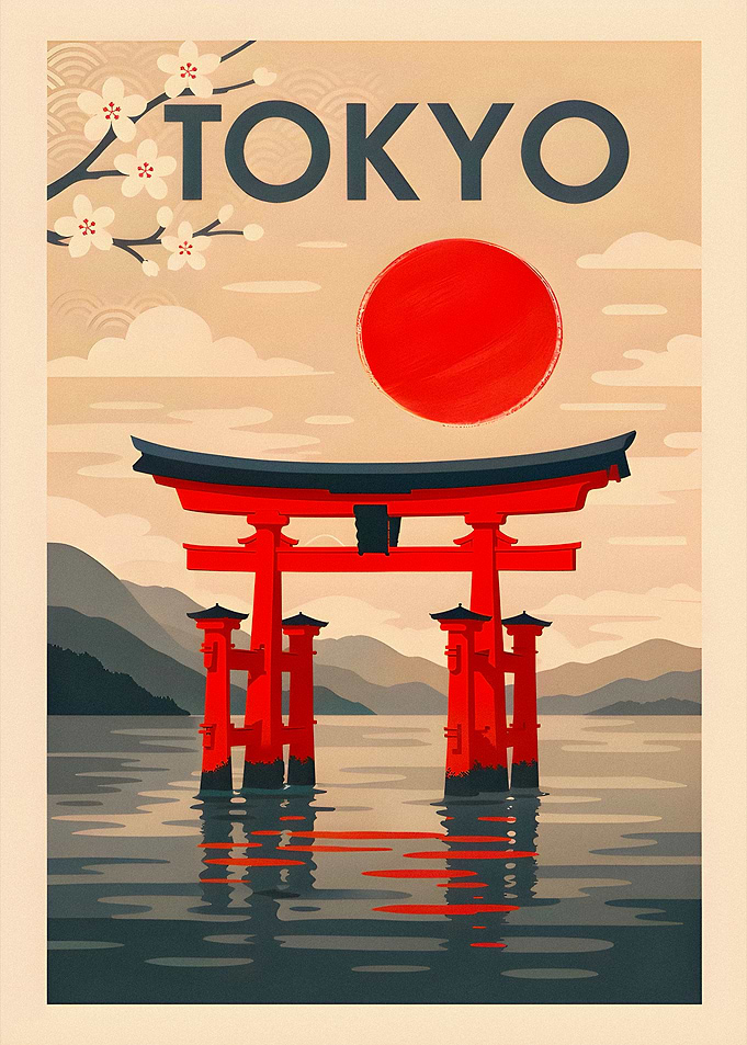 Tokyo Torii Gate and Sun