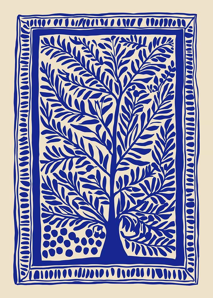 Blue Tree of Life with Border
