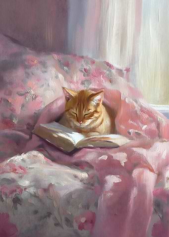 Sleeping Kitten on a Book