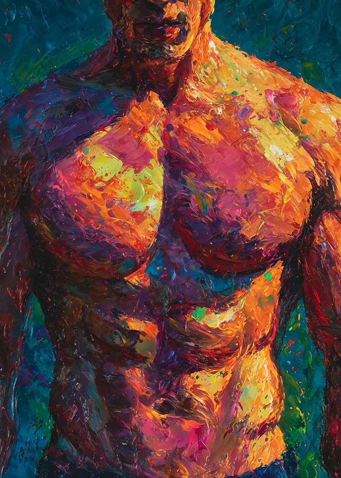 Muscular Torso Abstract Colorful Painting