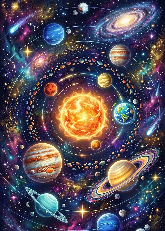Vibrant Solar System Galaxy Art