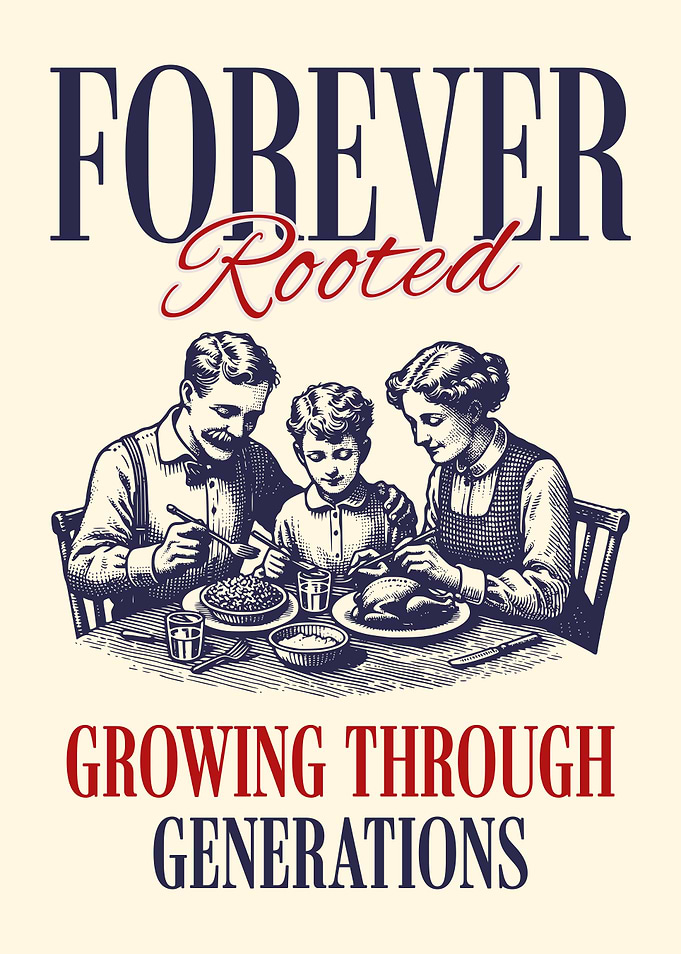 Forever Rooted Family Poster, Vintage Family Wall Art, Generational Legacy Print, Antique Style Home Decor