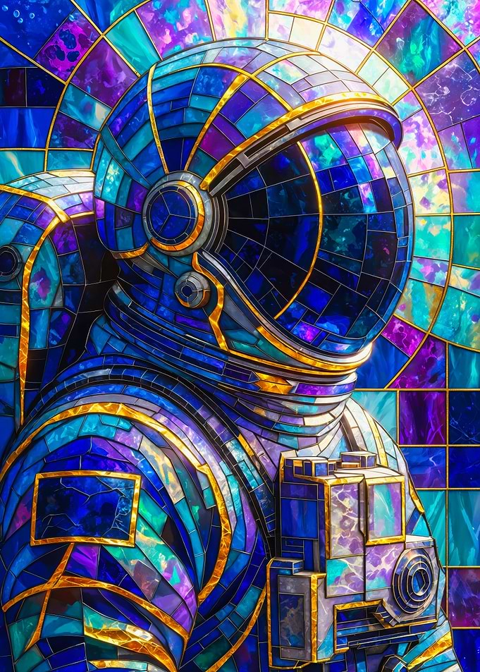 Stained Glass Astronaut Portrait Art