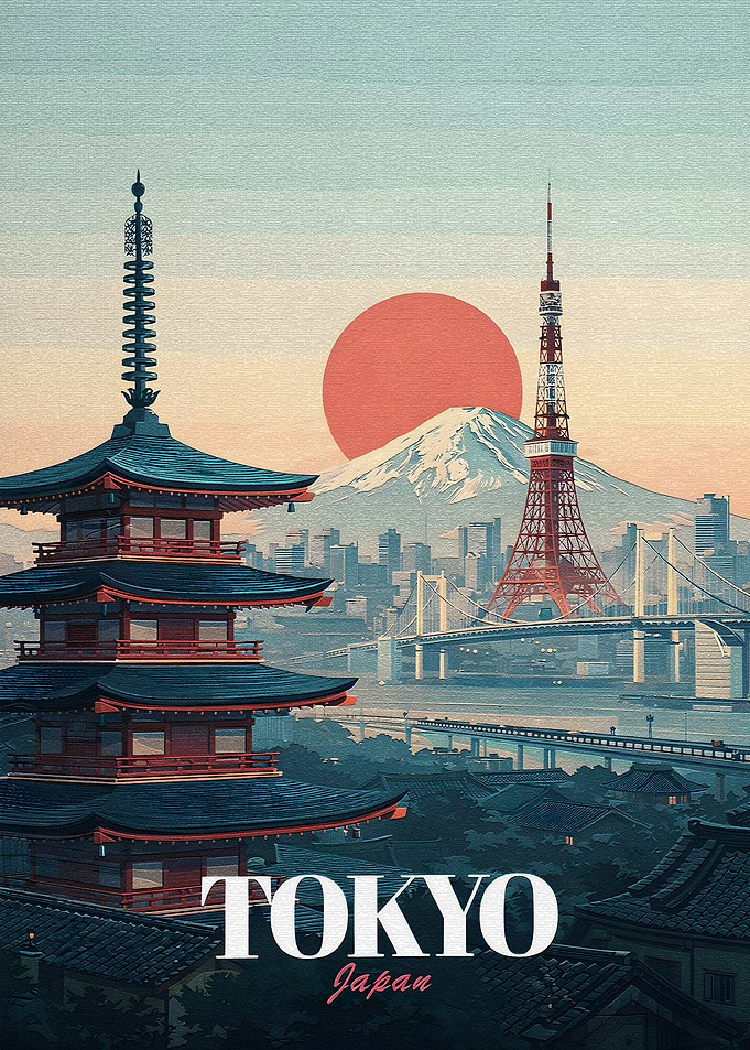 Tokyo Cityscape with Mount Fuji