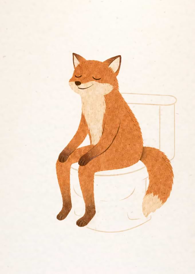 Fox Sitting on Toilet