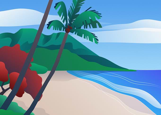 Beach Scene in Guadeloupe