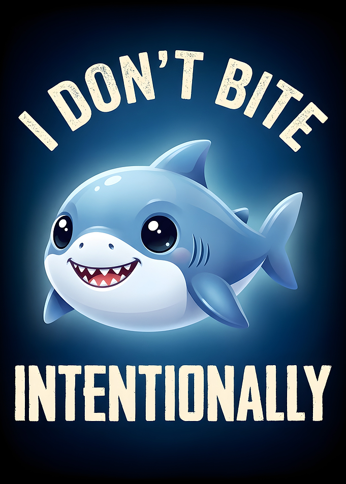 Cute Shark Saying I Don't Bite Intentionally