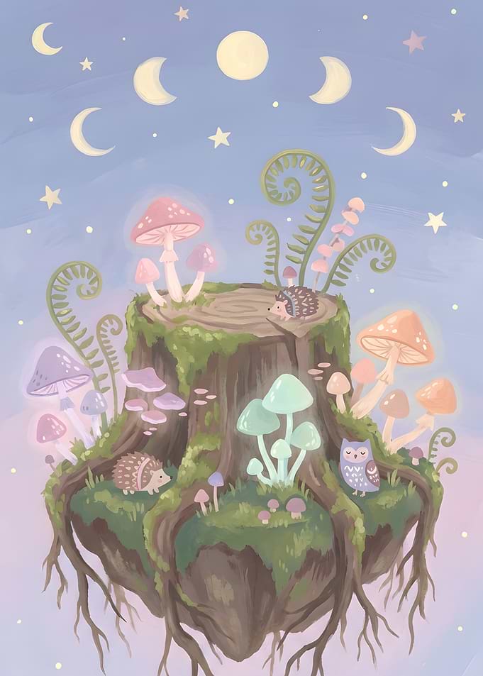 Enchanted Forest Stump with Woodland Creatures