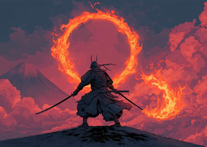 Samurai Warrior with Fiery Ring