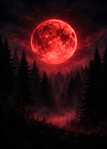 Blood Moon Over Dark Forest