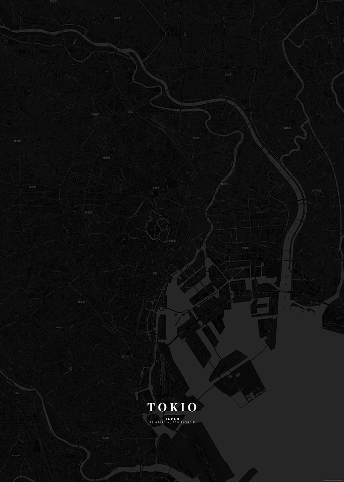 Tokio - City Map (Dark Themed)