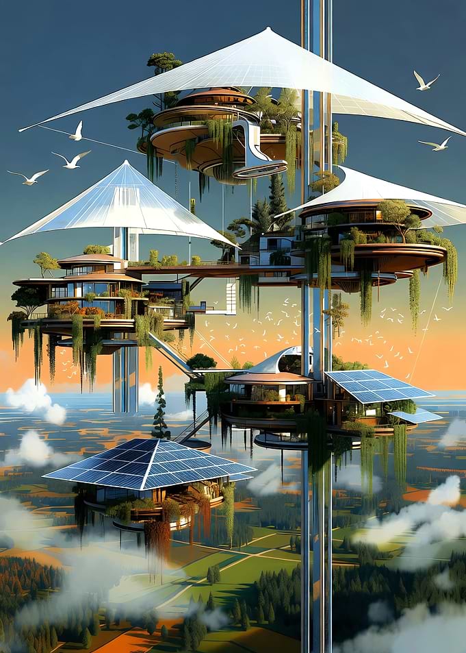 Futuristic Floating Cityscape