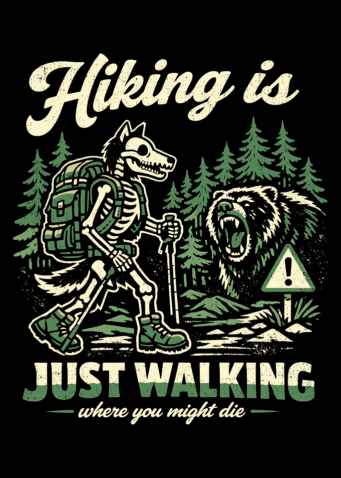 Skeleton Hiker Meets Angry Bear