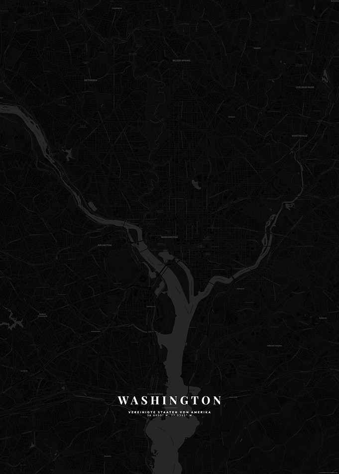 Washington D.C - City Map (Dark Themed)