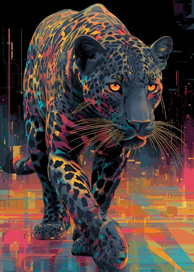 Cyberpunk Jaguar in Neon City