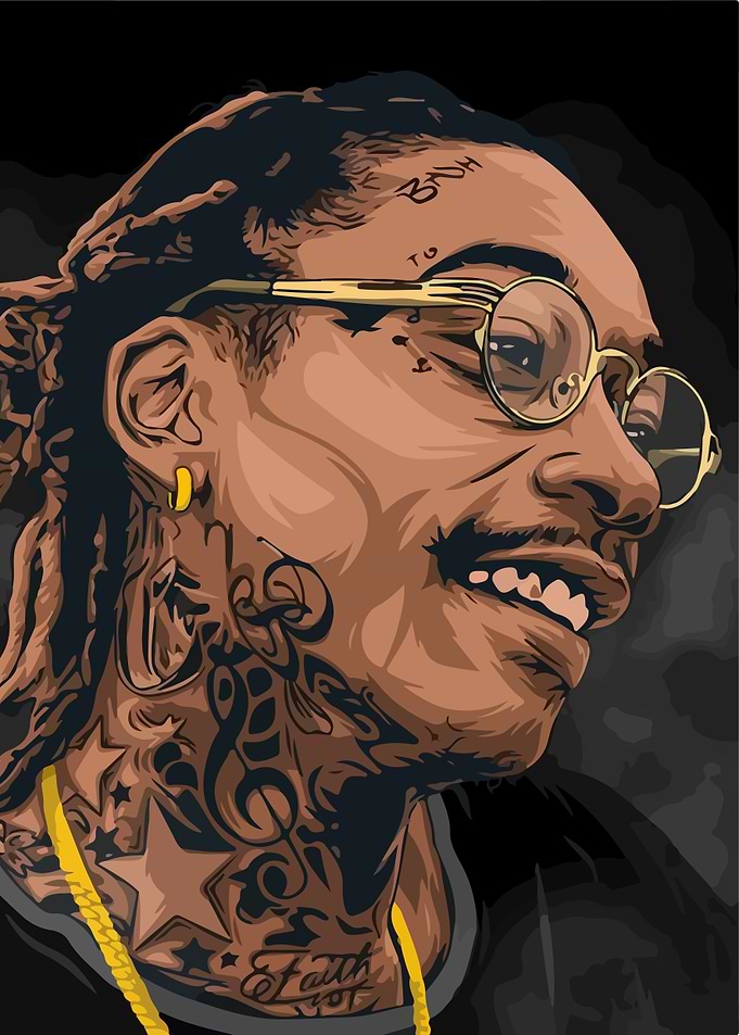 Wiz Khalifa Portrait with Tattoos
