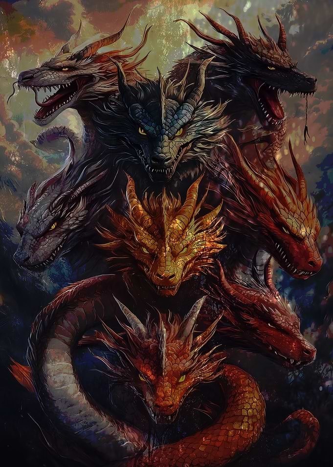 Mythical Multi-Headed Dragon