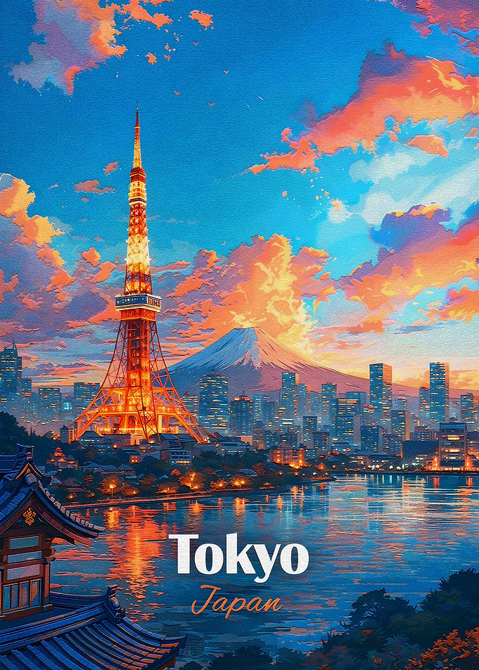 Tokyo cityscape with Mount Fuji