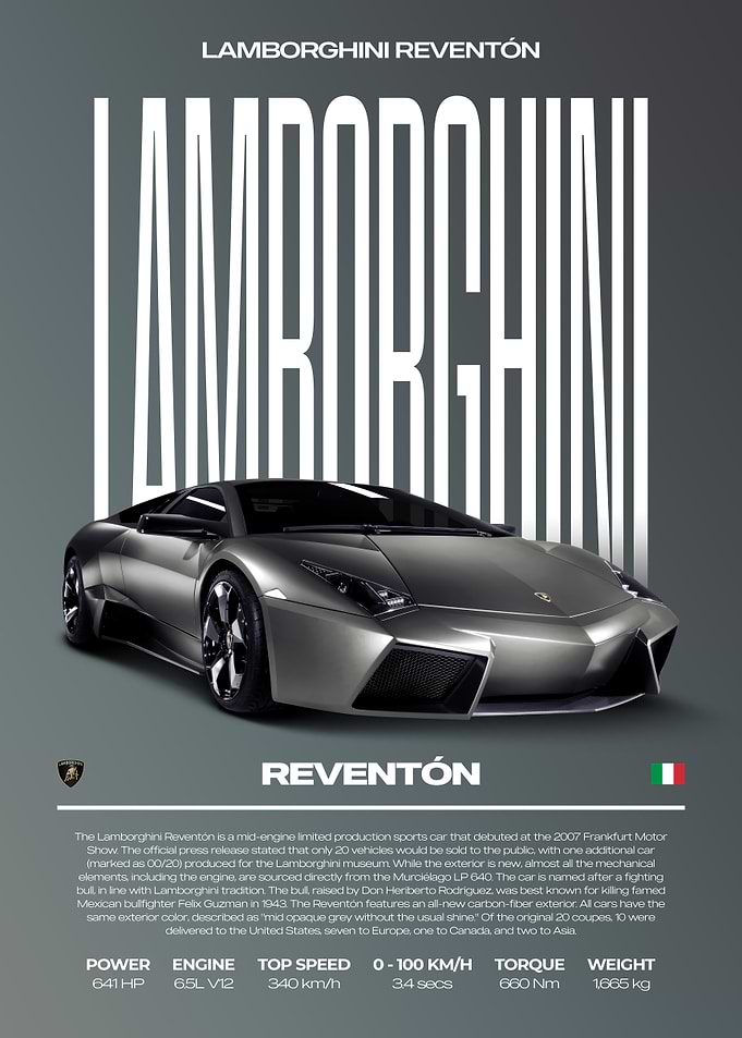 Lamborghini Reventón Car Poster