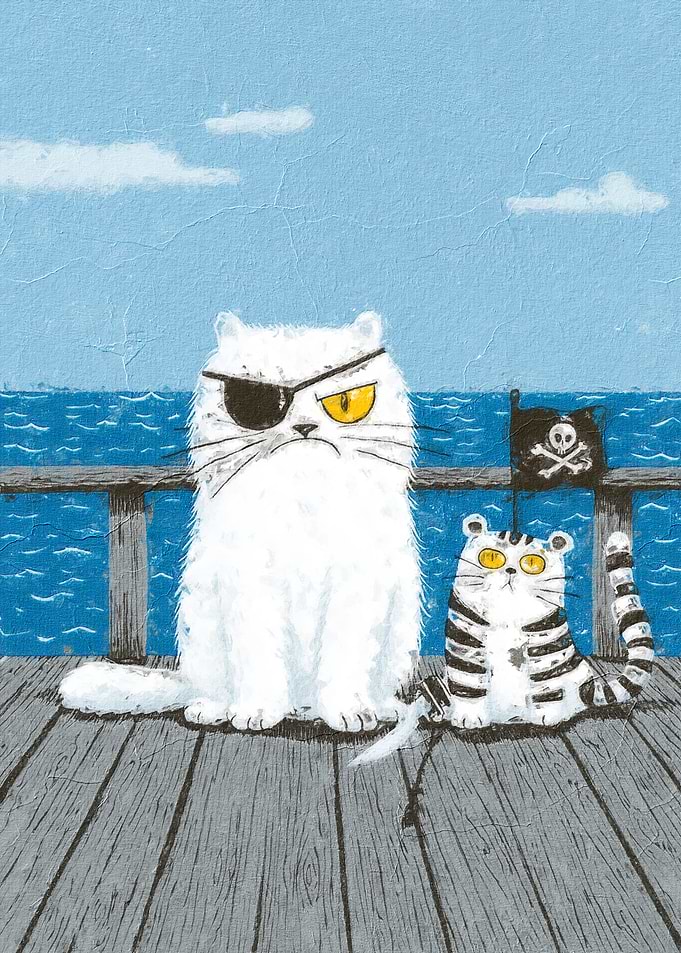 Pirate Cats on a Dock