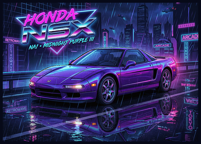 Retro Honda NSX in Neon City