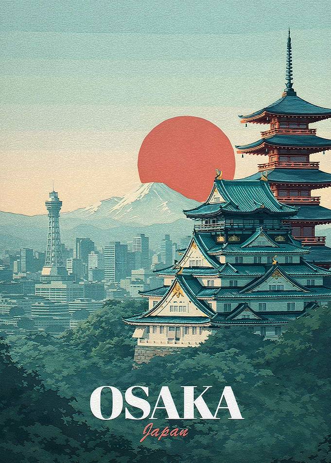 Osaka Japan Travel Poster