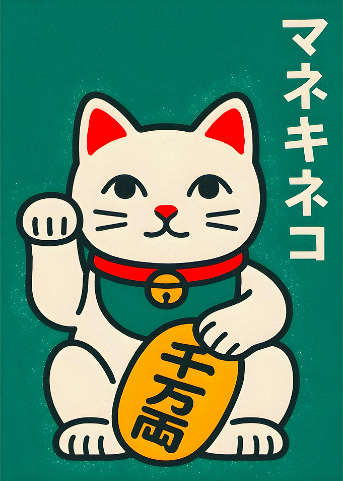 Maneki Neko Lucky Cat with Gold Coin