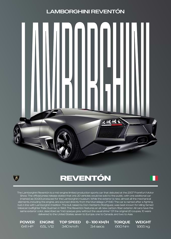 Lamborghini Reventón Car Poster