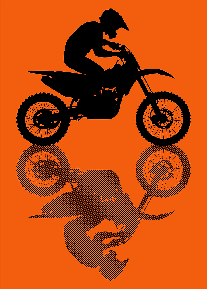 Motocross Rider Silhouette with Reflection