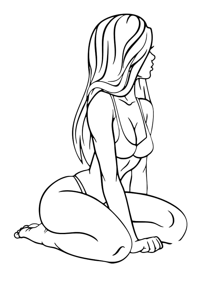 Woman in Bikini Sitting