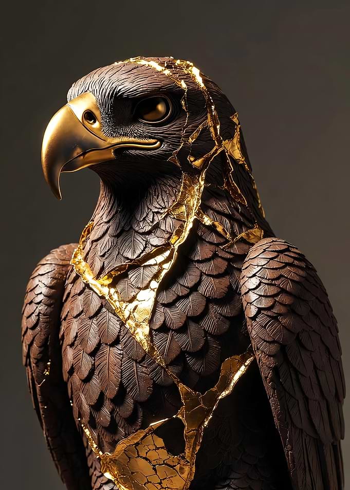 Kintsugi Eagle Sculpture