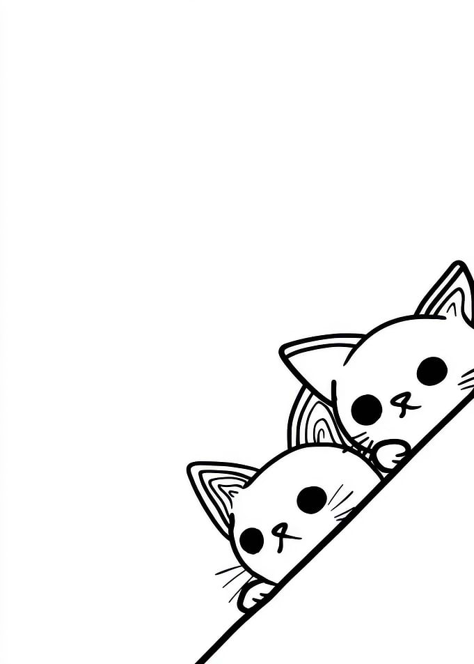 Two cute cats peeking