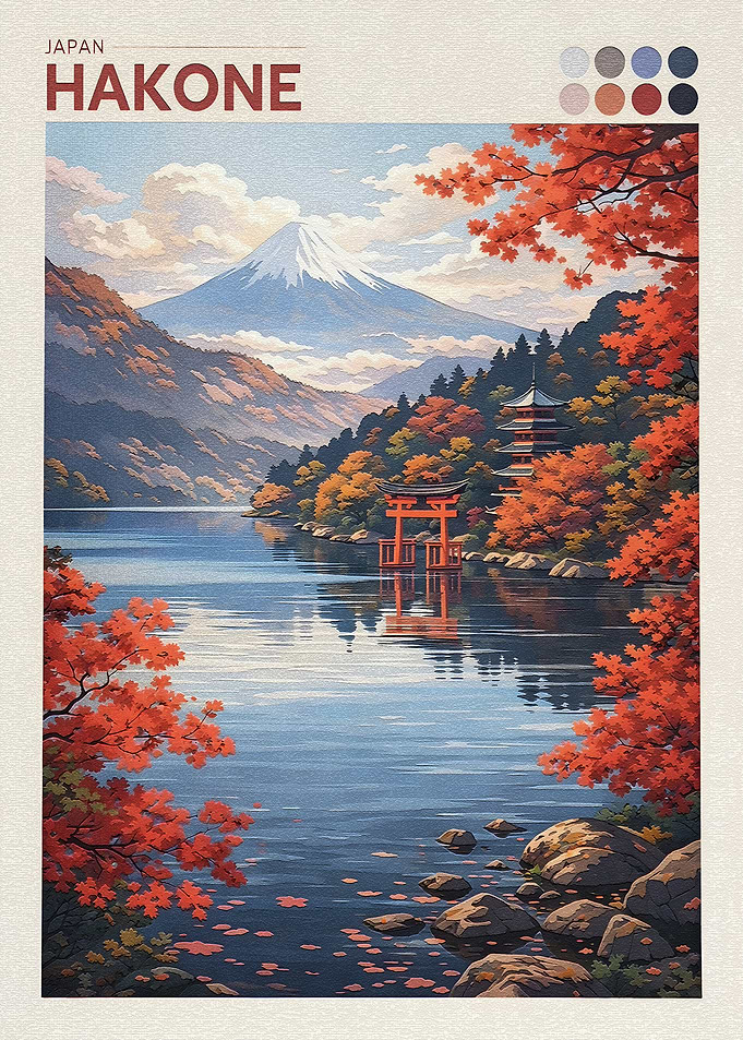 Hakone Autumn Landscape with Mt. Fuji