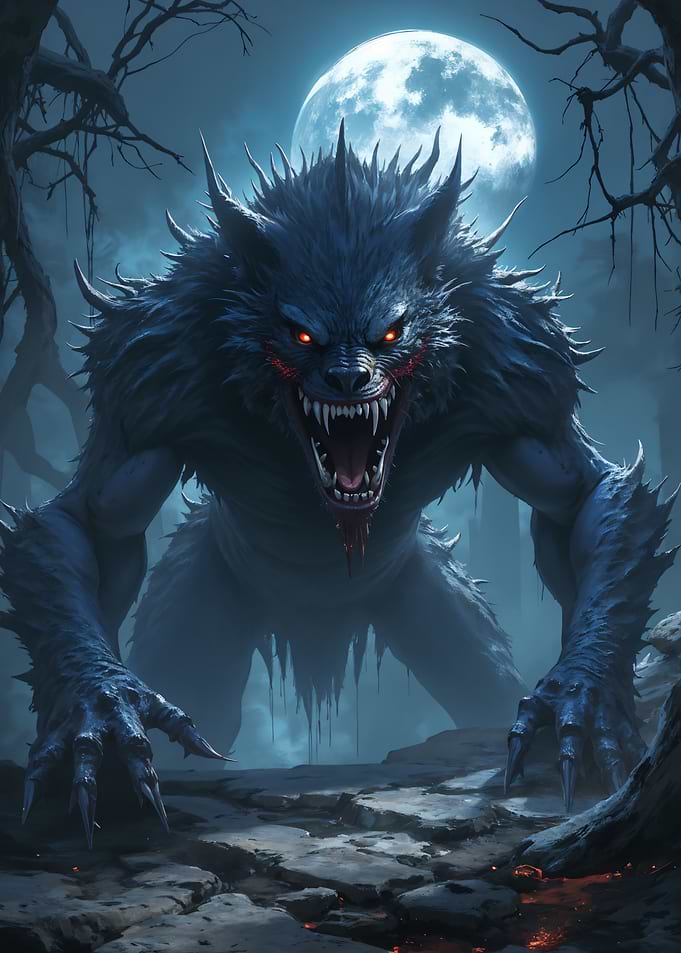 Terrifying Werewolf Under the Full Moon