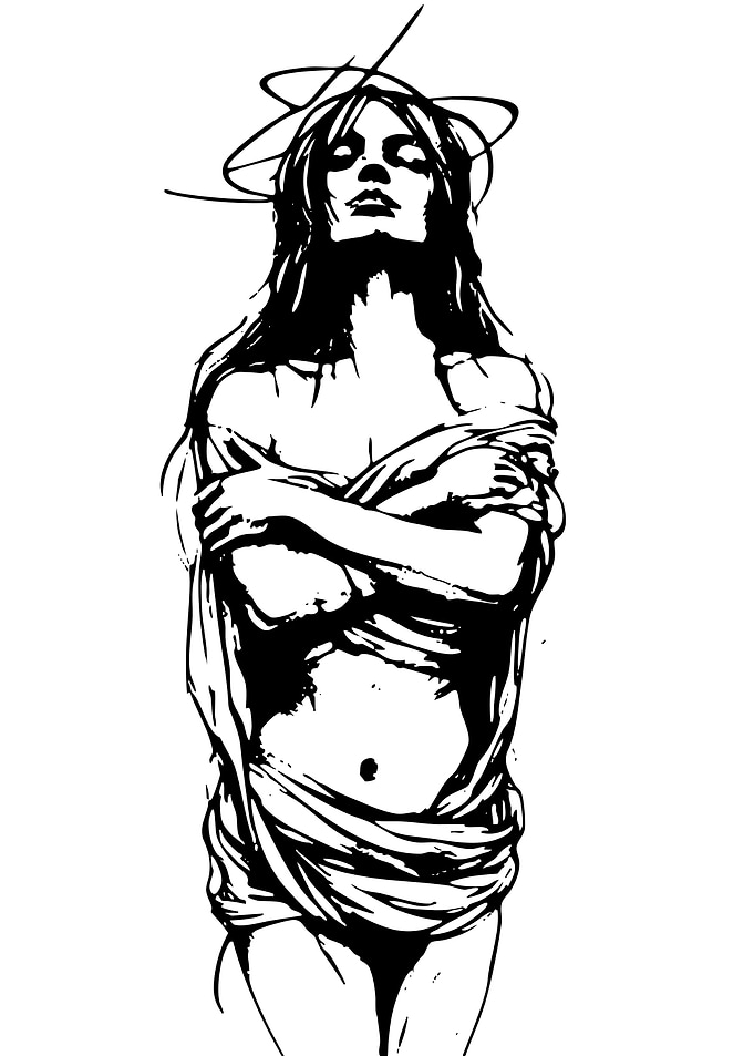 Black and White Illustration of a Woman