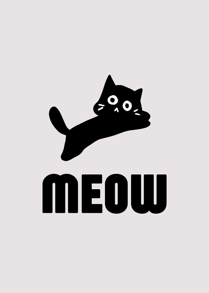 Cute Black Cat Saying Meow