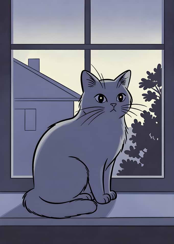 Cat sitting on a windowsill