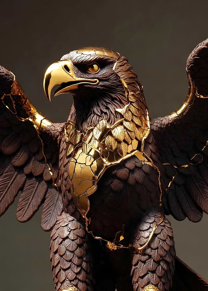 Kintsugi Eagle Sculpture