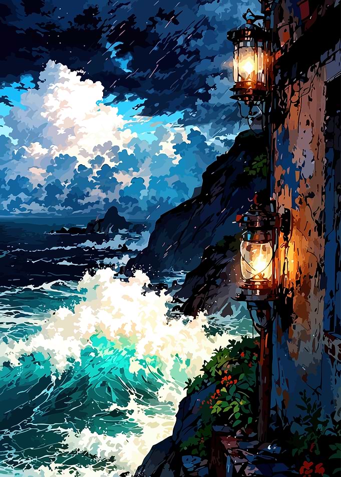 Stormy Seas and Coastal Lanterns