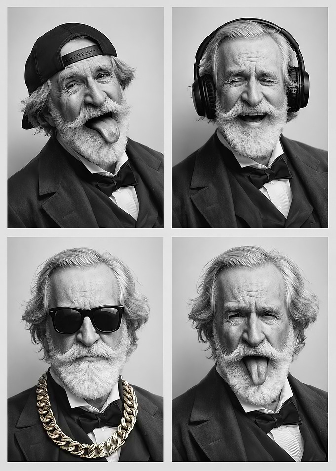 Elderly Man's Playful Expressions
