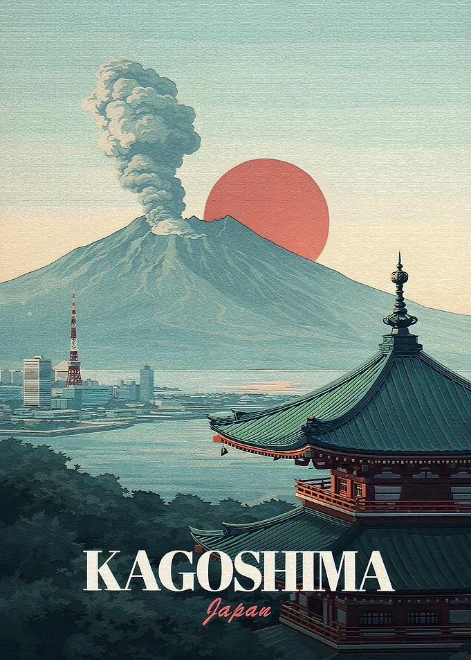 Kagoshima Japan Travel Poster